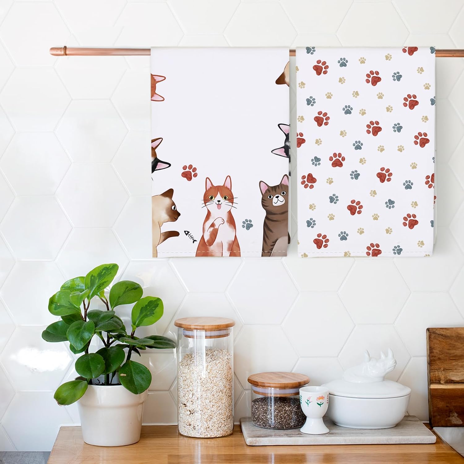 Set di 4 strofinacci da cucina - Home Cooking For Cats recensione e prezzo